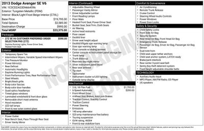 2013 Dodge Avenger SE V6