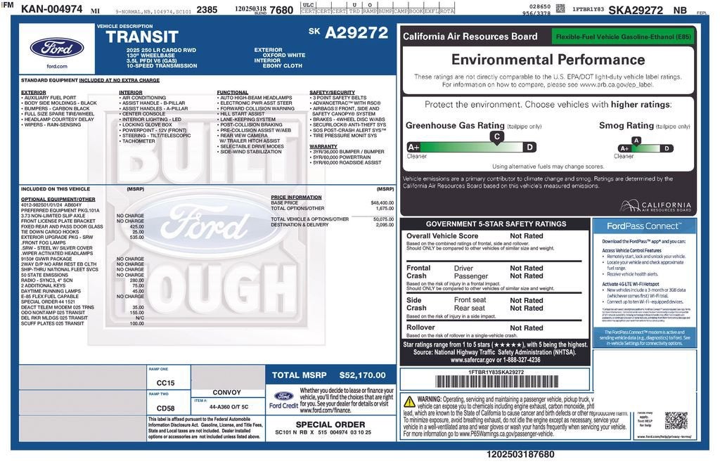 2025 Ford Transit-250 Cargo Van T250 RWD LOW RF