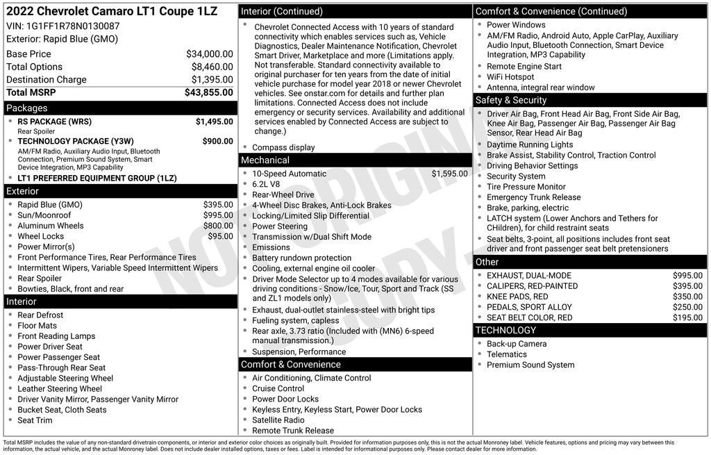 2022 Chevrolet Camaro LT1