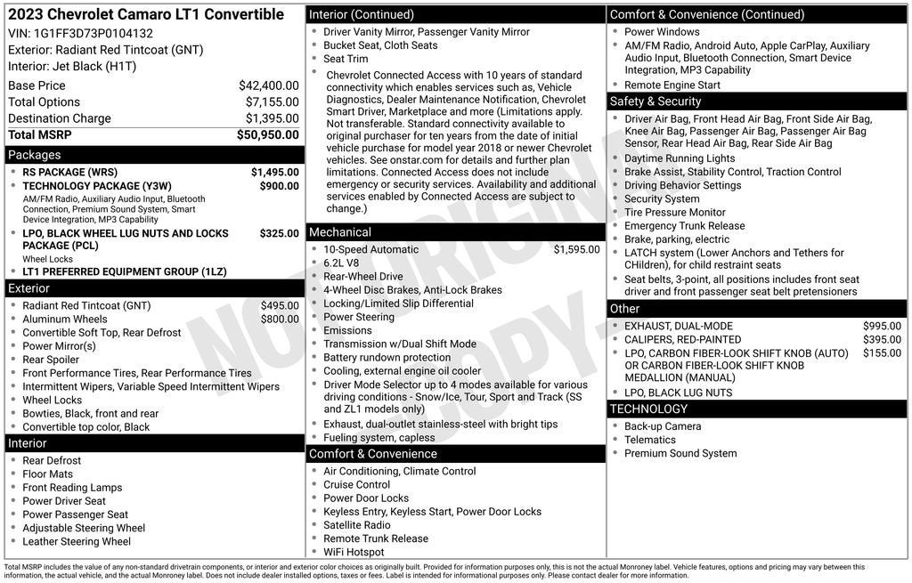 2023 Chevrolet Camaro LT1