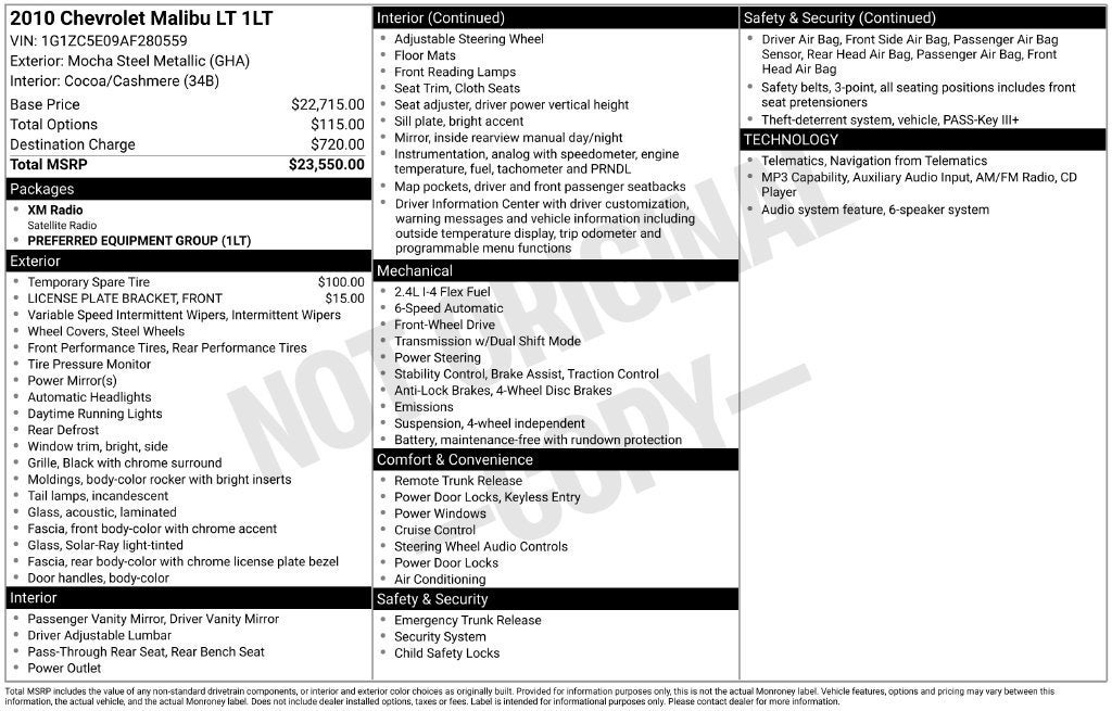 2010 Chevrolet Malibu LT w/1LT