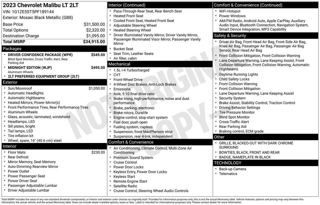 2023 Chevrolet Malibu 2LT