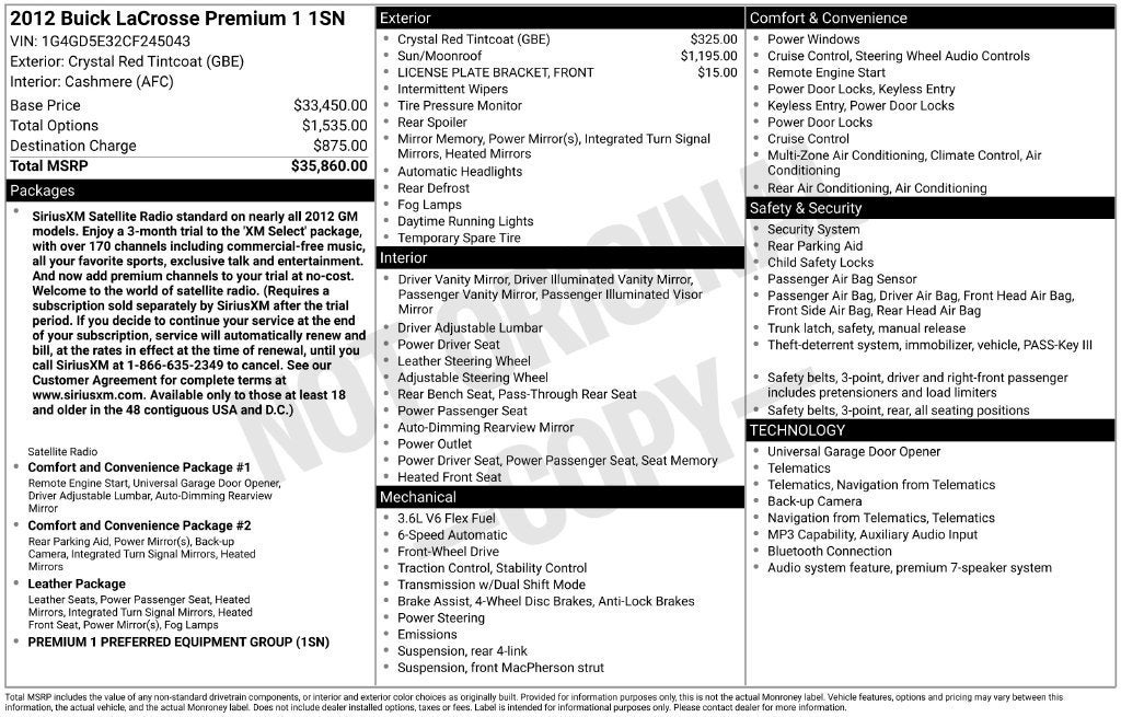 2012 Buick LaCrosse Premium 1