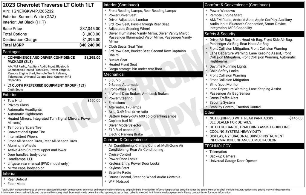 2023 Chevrolet Traverse LT Cloth