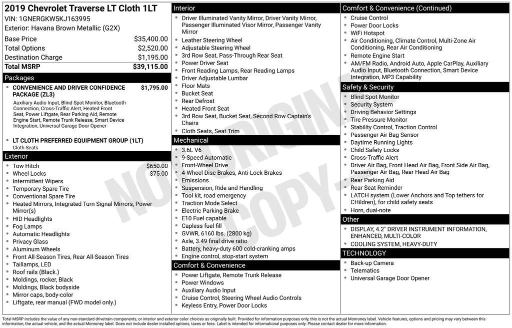 2019 Chevrolet Traverse LT Cloth