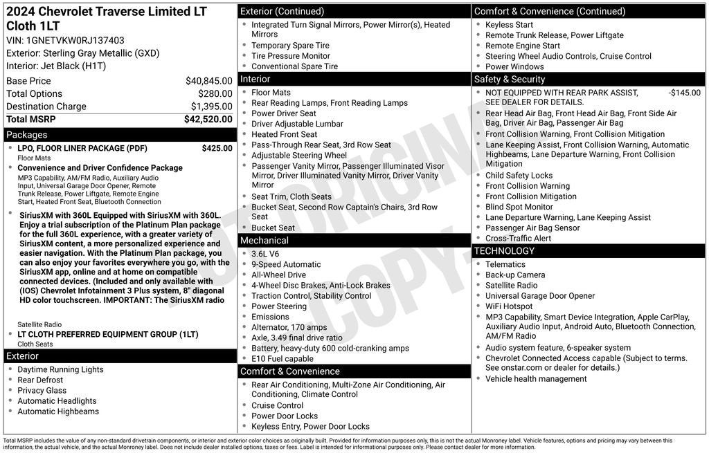 2024 Chevrolet Traverse Limited LT Cloth