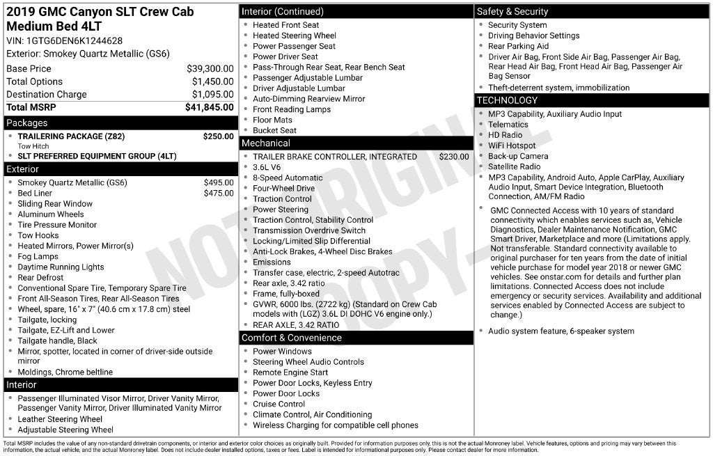 2019 GMC Canyon 4WD SLT