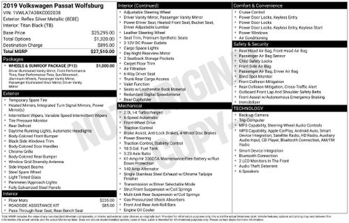 2019 Volkswagen Passat 2.0T Wolfsburg Edition