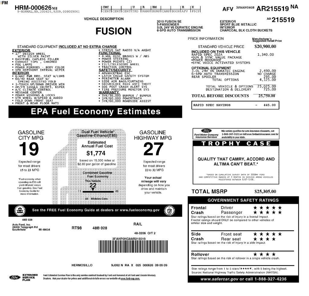 2010 Ford Fusion SE