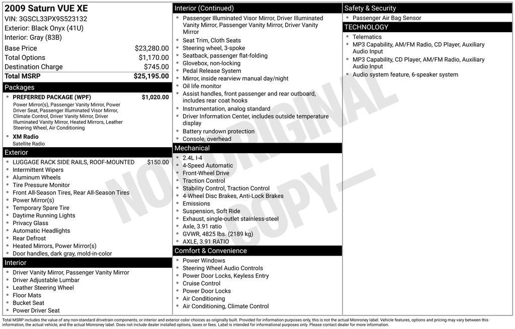2009 Saturn Vue XE