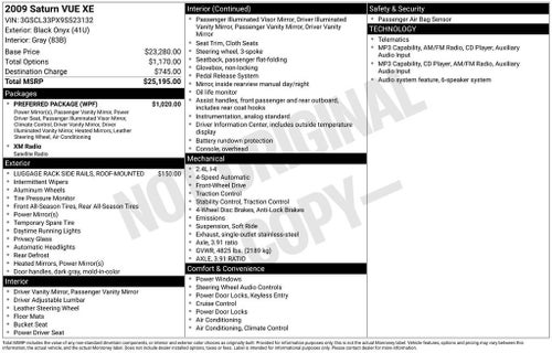 2009 Saturn Vue XE
