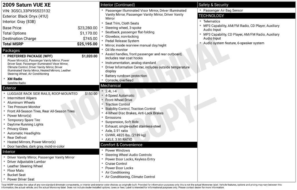 2009 Saturn Vue XE