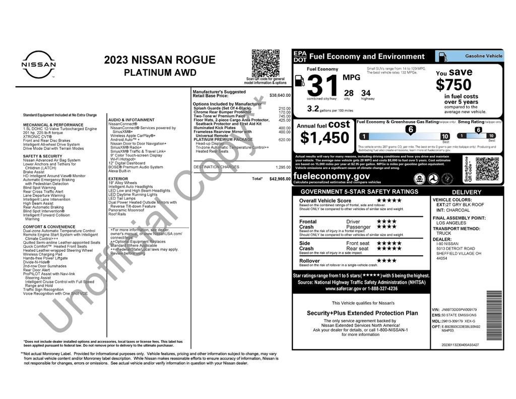 2023 Nissan Rogue Platinum Intelligent AWD
