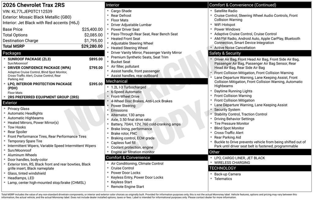 2026 Chevrolet Trax 2RS