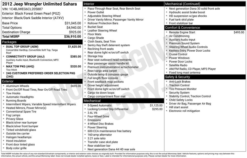2012 Jeep Wrangler Unlimited Sahara