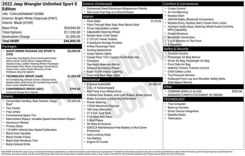 2022 Jeep Wrangler Unlimited Sport S