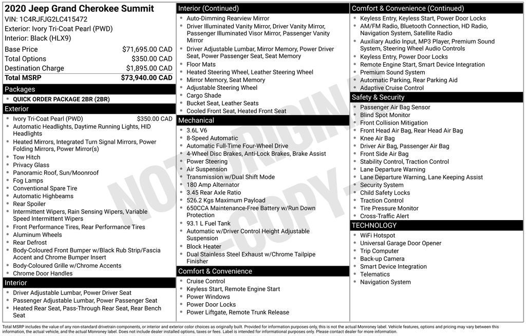 2020 Jeep Grand Cherokee Summit