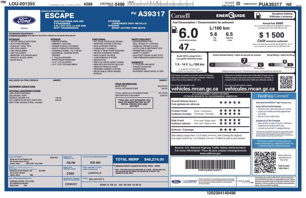 2023 Ford Escape Hybrid Platinum