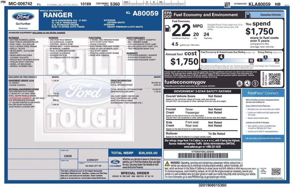 2019 Ford Ranger XL