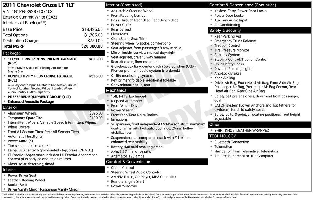 2011 Chevrolet Cruze 1LT