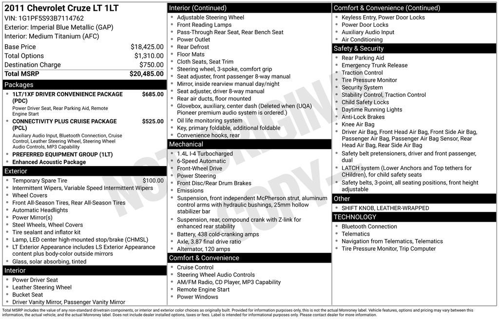 2011 Chevrolet Cruze 1LT