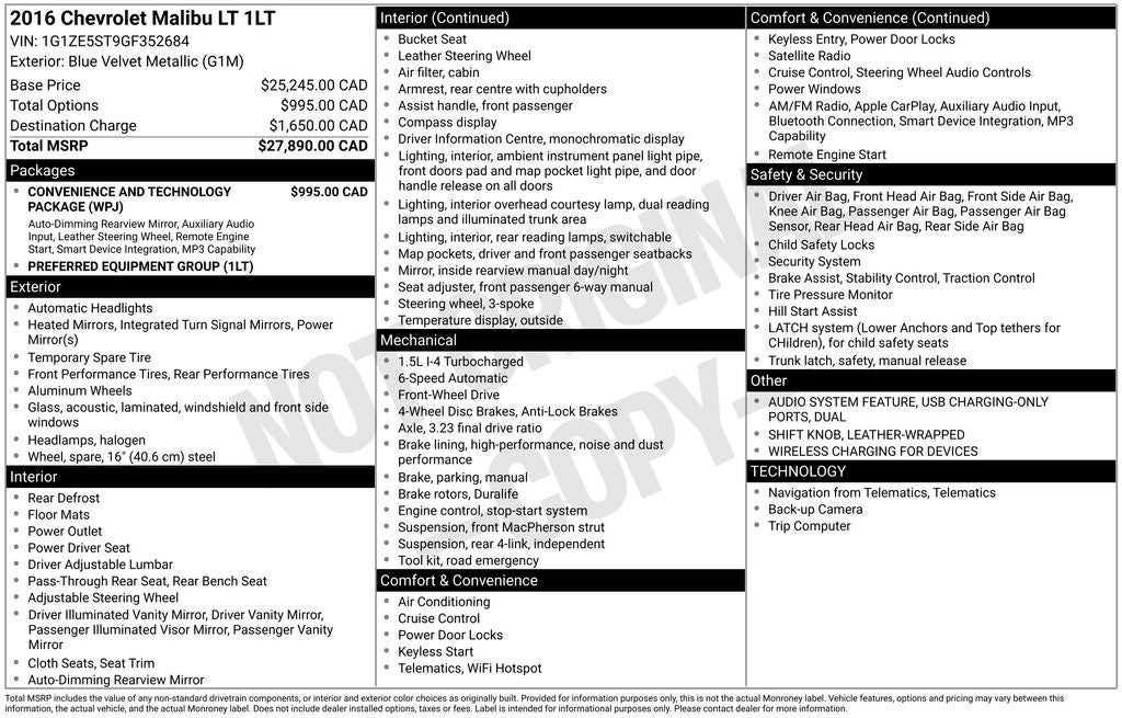 2016 Chevrolet Malibu LT 1LT