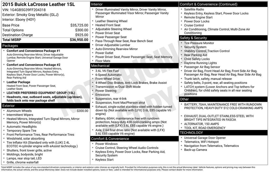 2015 Buick LaCrosse Leather Group