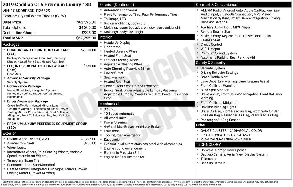 2019 Cadillac CT6 3.6L Premium Luxury