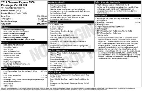 2019 Chevrolet Express 3500 LS Passenger