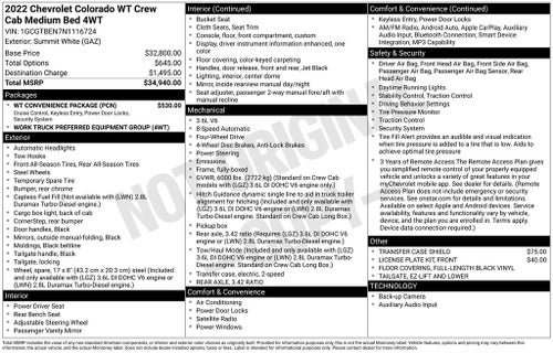 2022 Chevrolet Colorado Work Truck