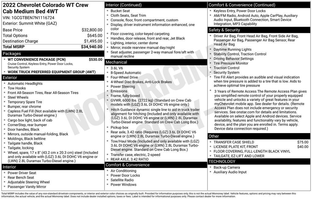 2022 Chevrolet Colorado Work Truck