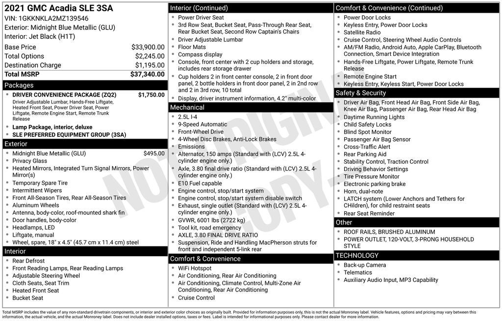 2021 GMC Acadia SLE