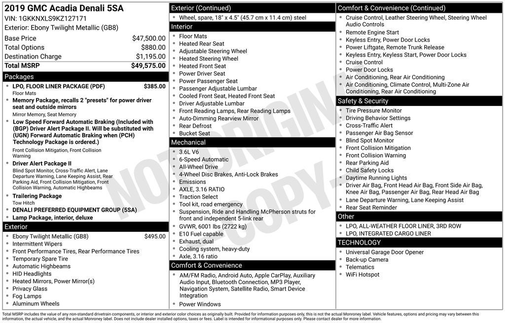 2019 GMC Acadia Denali