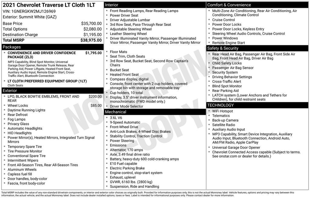 2021 Chevrolet Traverse LT 1LT