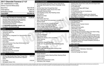 2017 Chevrolet Traverse LT 1LT