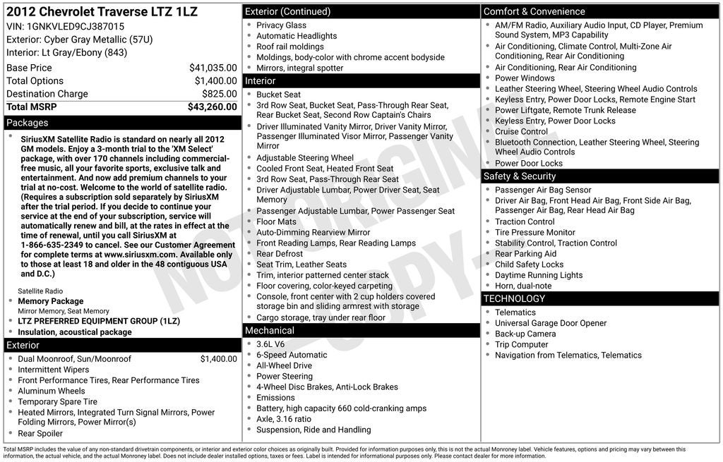 2012 Chevrolet Traverse LTZ