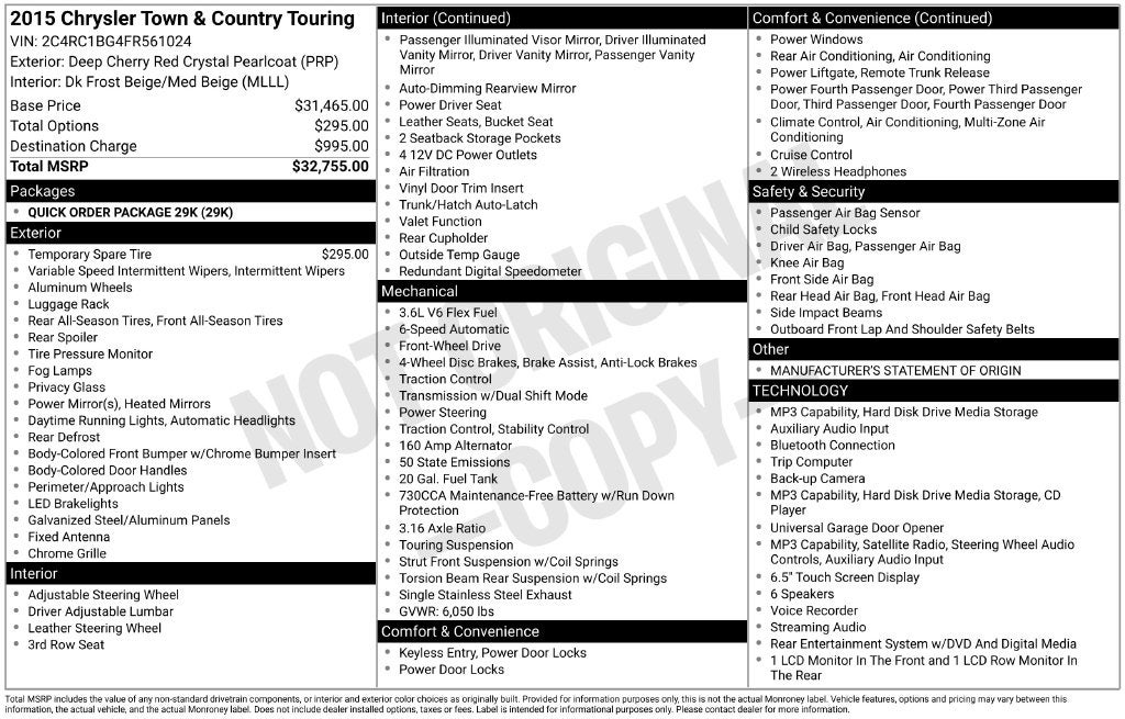 2015 Chrysler Town & Country Touring
