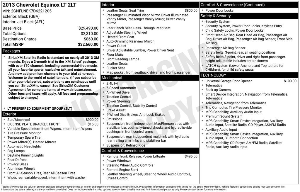 2013 Chevrolet Equinox LT 2LT