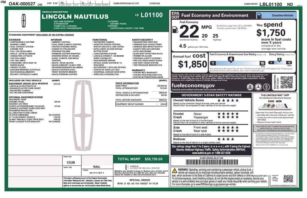2020 Lincoln Nautilus Reserve