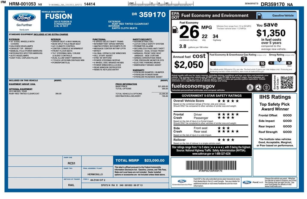 2013 Ford Fusion S
