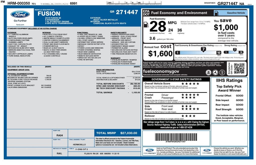 2016 Ford Fusion SE