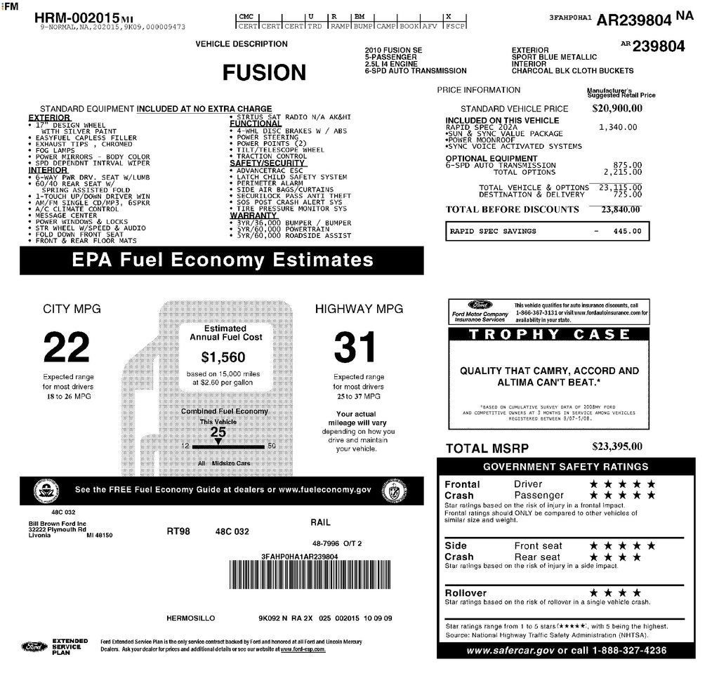 2010 Ford Fusion SE
