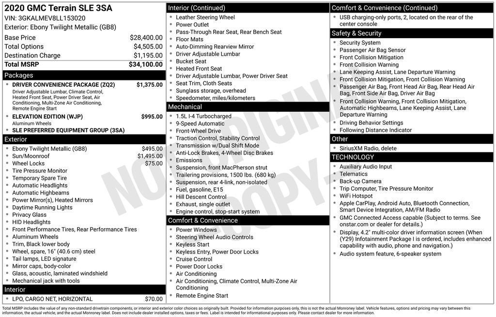 2020 GMC Terrain SLE