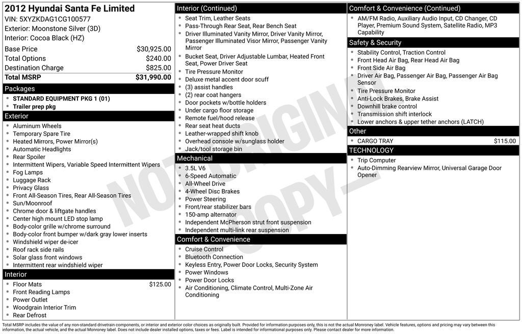 2012 Hyundai Santa Fe Limited