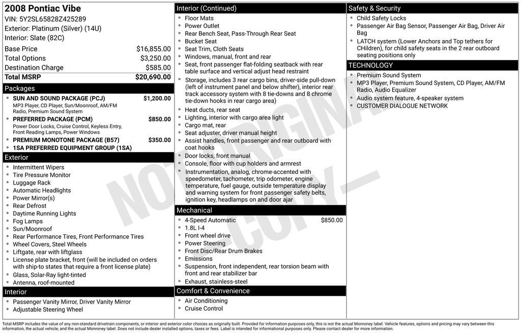 2008 Pontiac Vibe Base