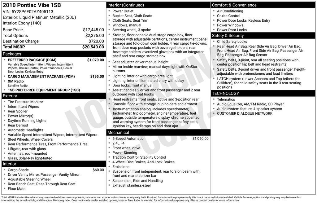 2010 Pontiac Vibe Base