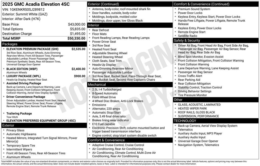 2025 GMC Acadia Elevation