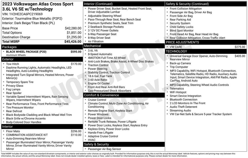 2023 Volkswagen Atlas Cross Sport 3.6L V6 SE w/Technology