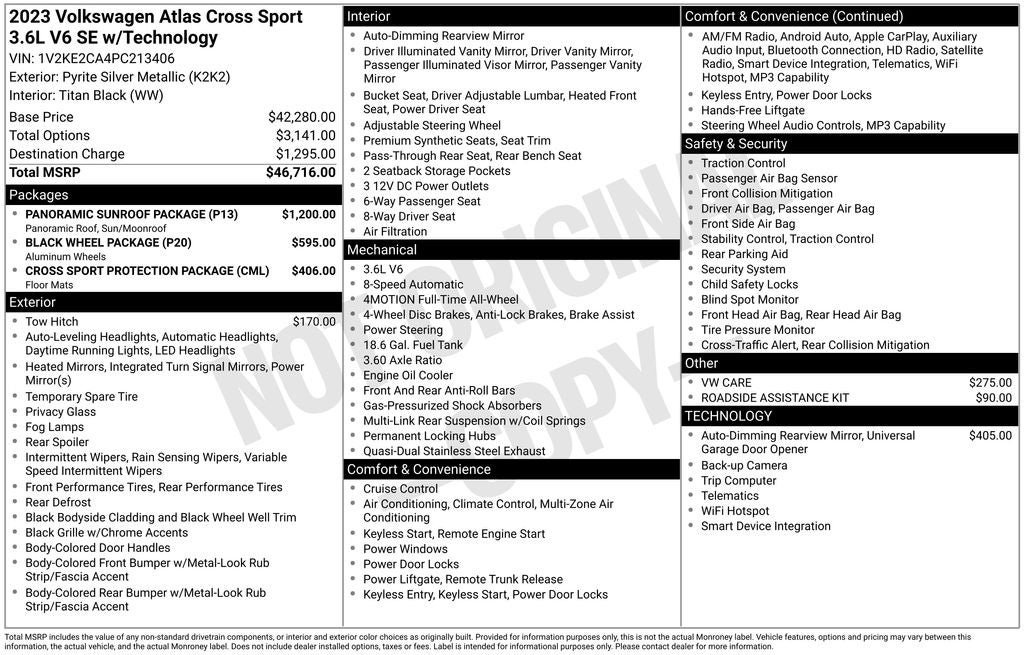 2023 Volkswagen Atlas Cross Sport 3.6L V6 SE w/Technology