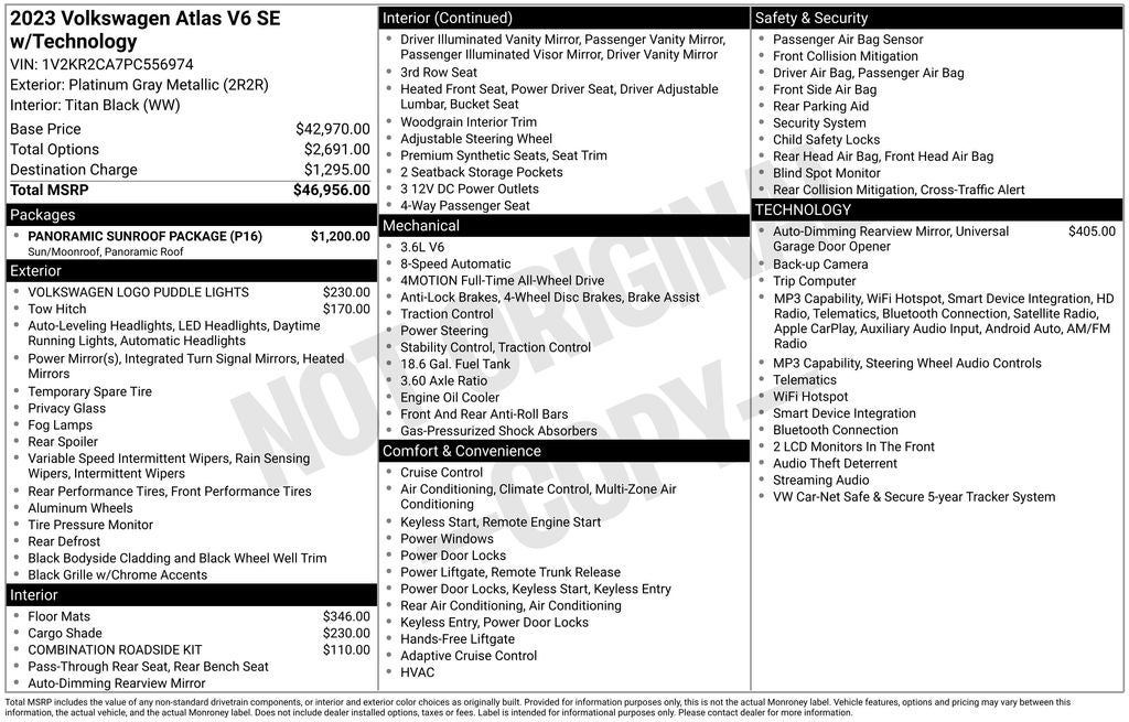 2023 Volkswagen Atlas 3.6L V6 SE w/Technology